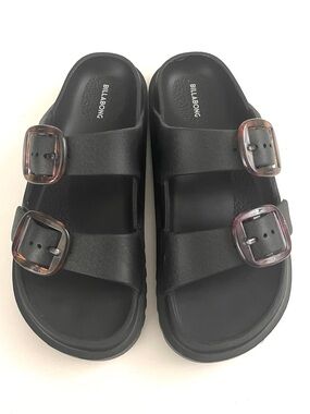 Billabong Unisex Black Rubber Slip On Buckle Sandals Fits Shoe Size M7 W8